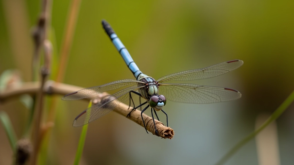 Diverse wildlife in peatland including dragonfly and grasses, macro nature detail